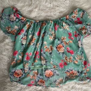 Green coral crop top